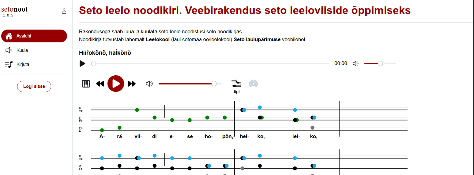 Veebirakenduse esilehe detail